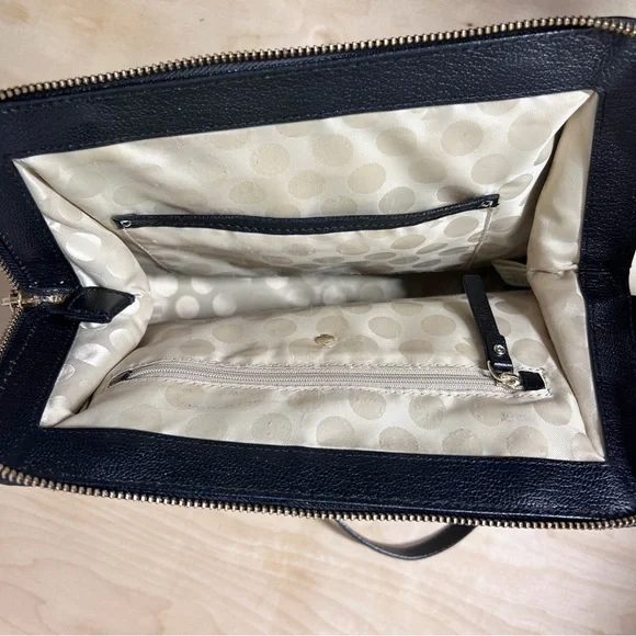 Kate Spade Auburn Place Cayton Satchel Bag Patent Cow Leather Cream and Black - Picture 7 of 15